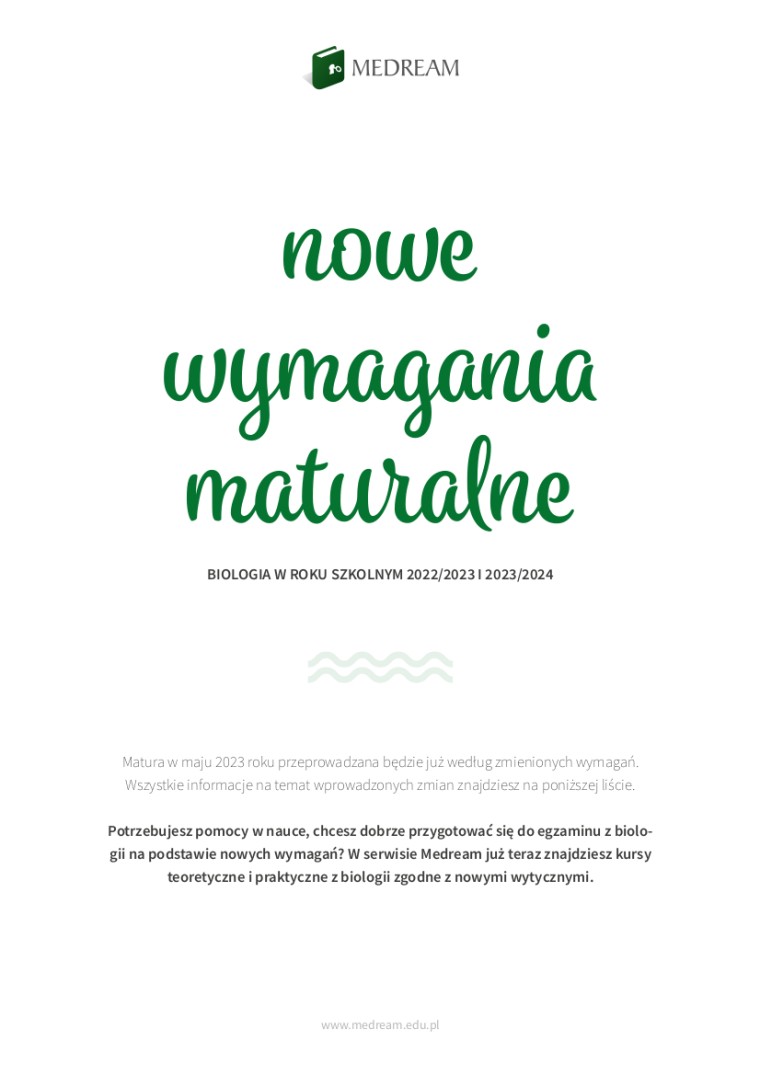 Wymagania maturalne z biologii 2023/2024
